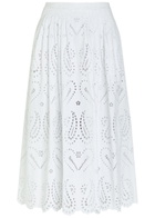Etro Pleated Embroidered Cotton-blend Midi Skirt White