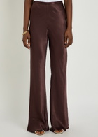 Shona Joy La Lune Flared Satin Trousers Dark Brown