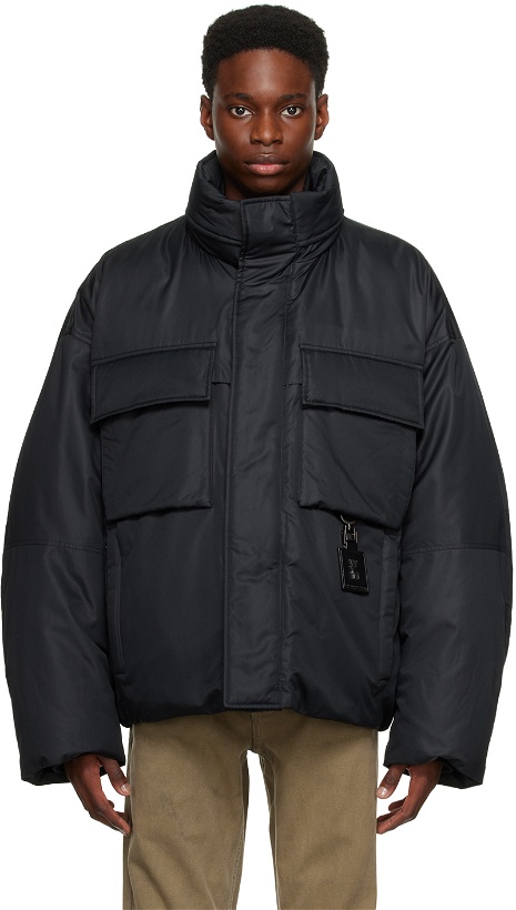 Photo: Wooyoungmi Black Funnel Neck Down Jacket