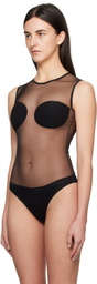 Nensi Dojaka Black Padded Bra Sleeveless Sheer Bodysuit