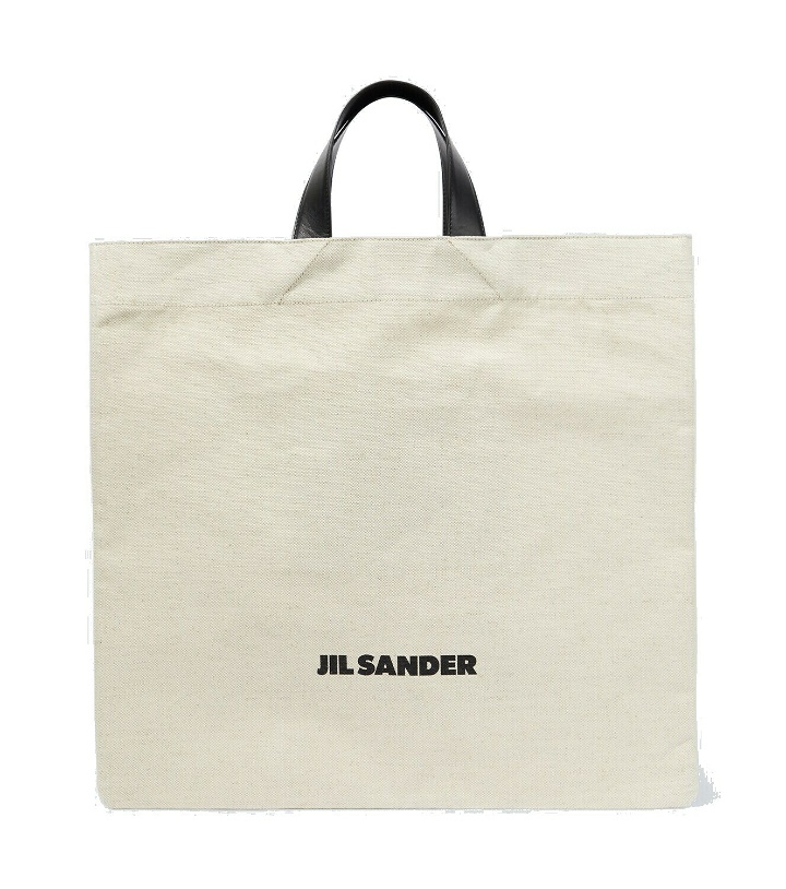 Photo: Jil Sander Leather-trimmed canvas tote bag