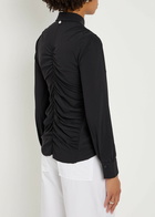 High Tether Ruched Stretch-jersey Shirt Black