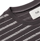 Folk - Striped Textured Cotton-Blend T-Shirt - Gray