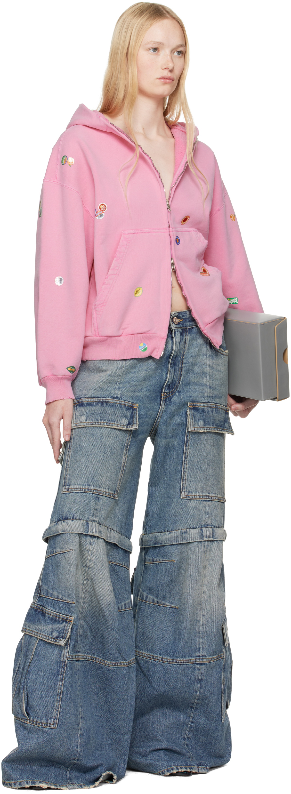 Balenciaga Pink Fruity Zip-Up Regular Fit Hoodie