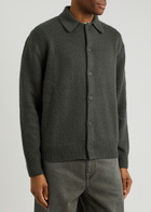 Axel Arigato Ode Collared Wool-blend Cardigan Dark Grey