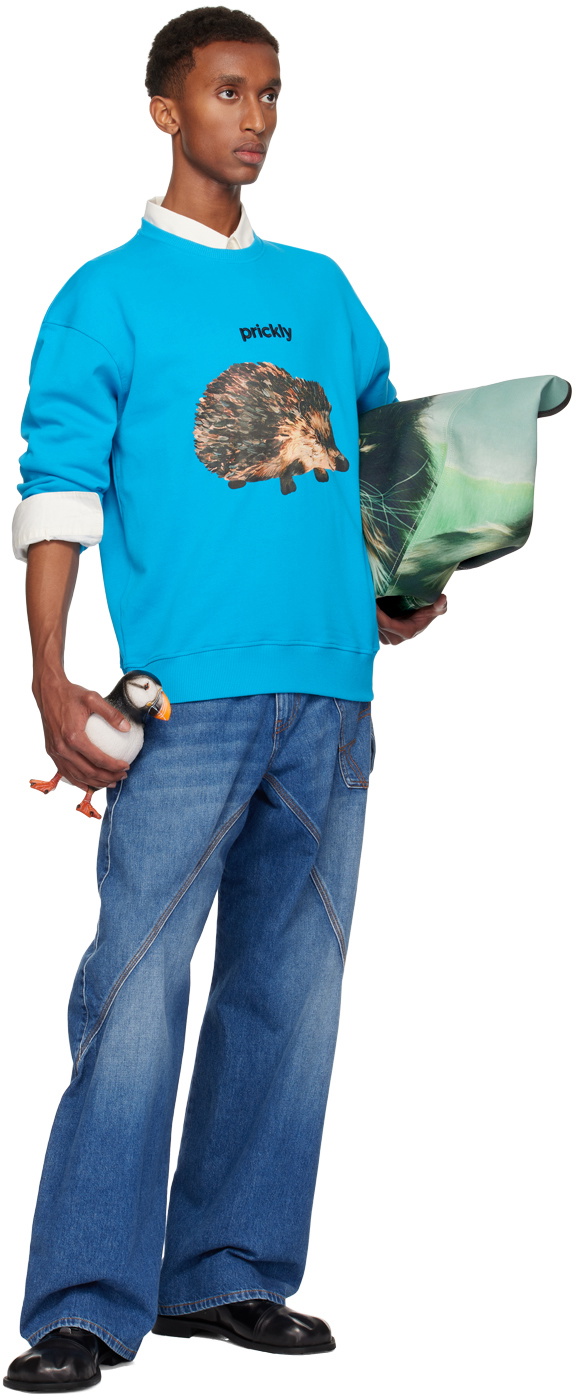 JW Anderson Blue Hedgehog Print Crewneck Sweatshirt JW Anderson JW Anderson Blue Hedgehog Print Crewneck Sweatshirt JW Anderson