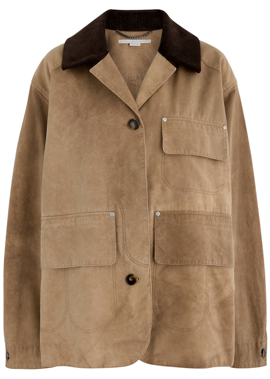 Stella Mccartney Faded Cotton Harrington Jacket Brown Camel