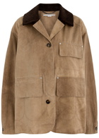 Stella Mccartney Faded Cotton Harrington Jacket Brown Camel