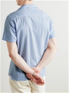Oliver Spencer - Havana Camp-Collar Striped Organic Cotton-Seersucker Shirt - Blue
