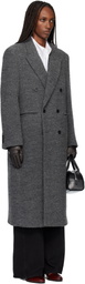 TONYWACK Gray Textured Wool & Alpaca Fitted Double-Breasted Coat