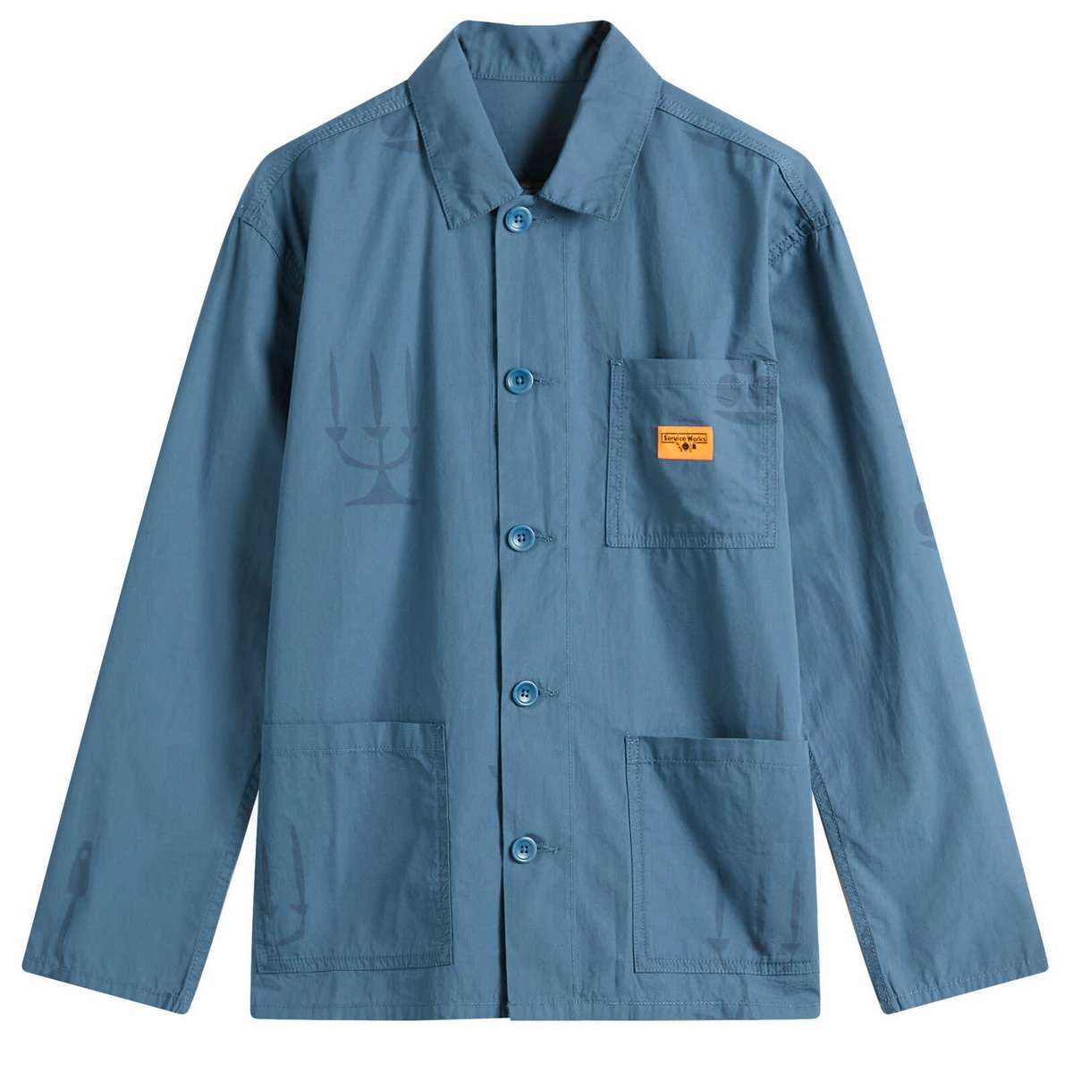 Service Works Men's Poplin Printed Chore Shirt in Slate
