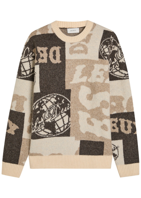 Photo: Les Deux Globe Jacquard Knit Jumper Sand