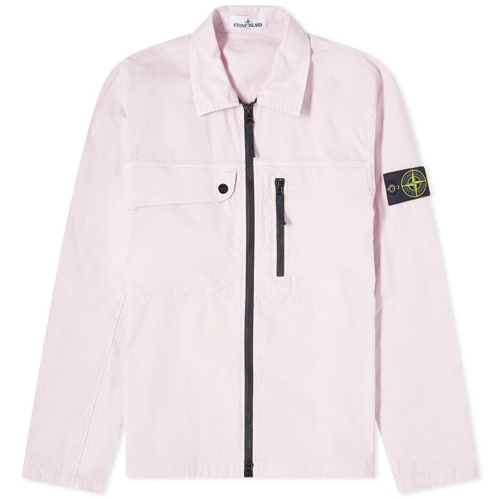 Photo: Stone Island Men's Supima Cotton Twill Stretch-TC Zip Shirt Jacket in Pink