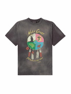 SAINT Mxxxxxx - LASTMAN Holy Ghost Earth Distressed Printed Cotton-Jersey T-Shirt - Black