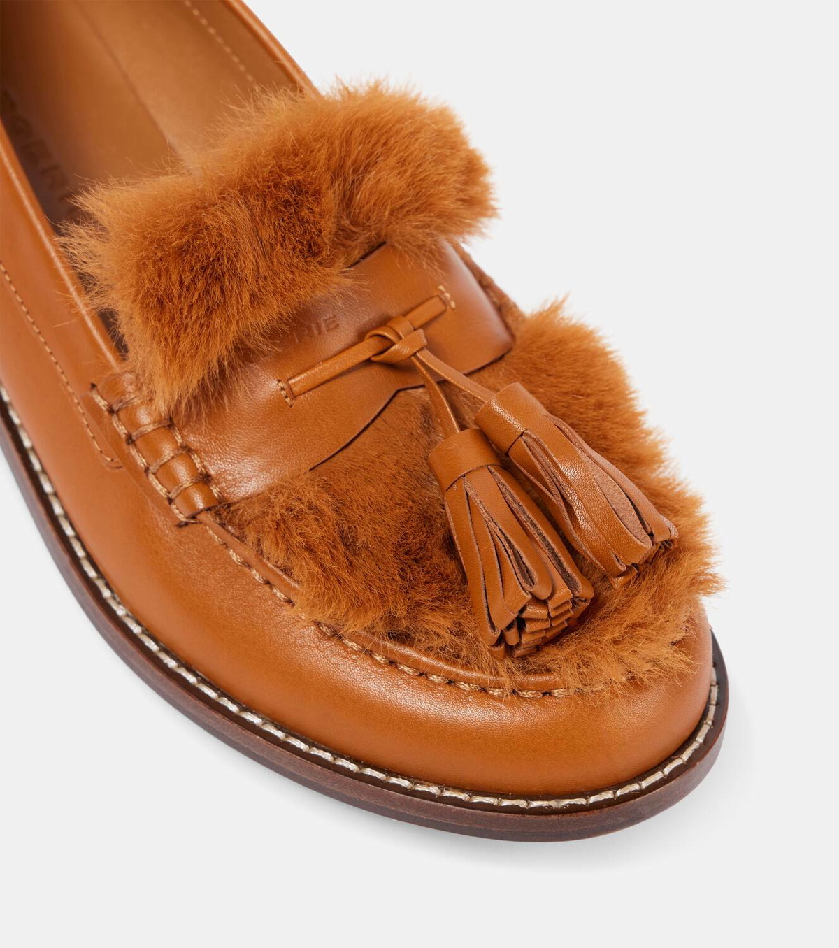 Clergerie Rita faux fur-trimmed leather loafers