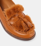 Clergerie Rita faux fur-trimmed leather loafers