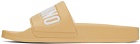 Moschino Beige Rubber Logo Pool Slides