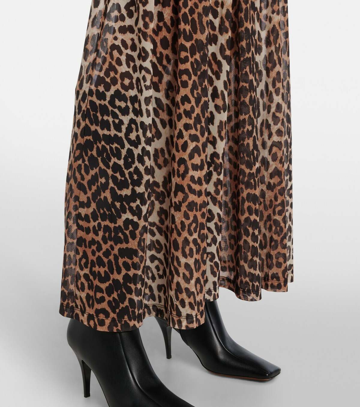 Ganni Leopard-print cloqué maxi dress
