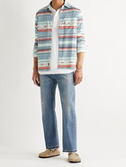 FAHERTY - Legend Printed Brushed Stretch-Flannel Shirt - Blue