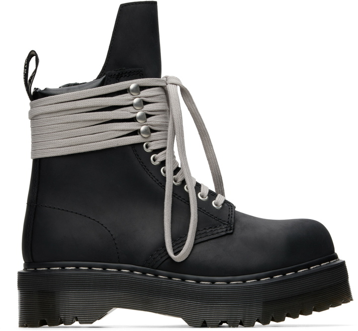 Photo: Rick Owens Black Dr. Martens Edition Quad Sole Steel Toe Boots