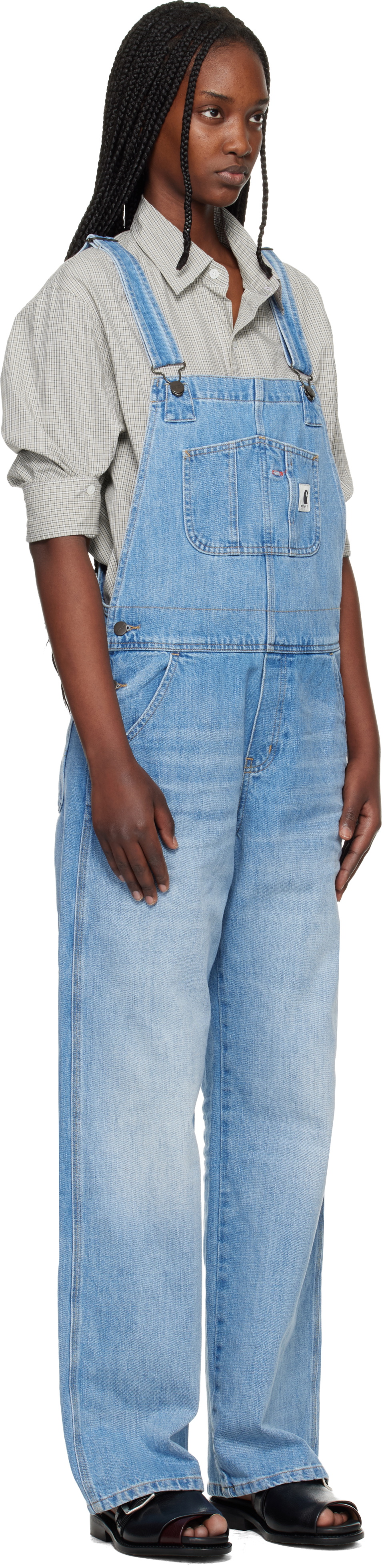 Carhartt Work In Progress Blue Bib Straight Denim Overalls