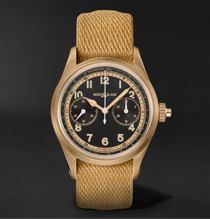 Photo: Montblanc - 1858 Monopusher Automatic Chronograph 42mm Bronze and NATO Watch, Ref. No. 125583 - Black