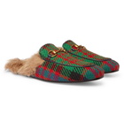 Gucci - Princetown Shearling-Lined Tweed Backless Loafers - Men - Multi