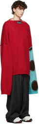 Raf Simons Red & Blue Oversized Polka Dot Jacquard Sweater