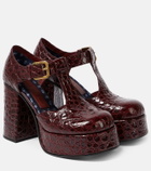 Etro Croc-effect leather Mary Jane pumps