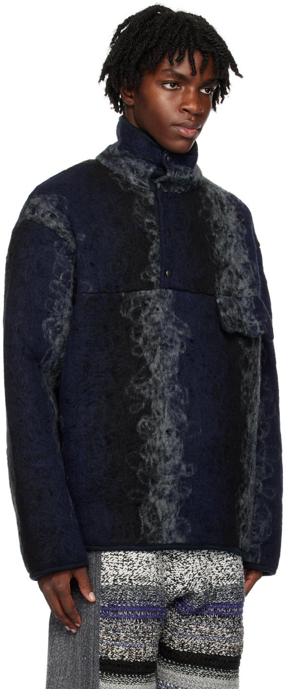 VITELLI Navy Striped Turtleneck