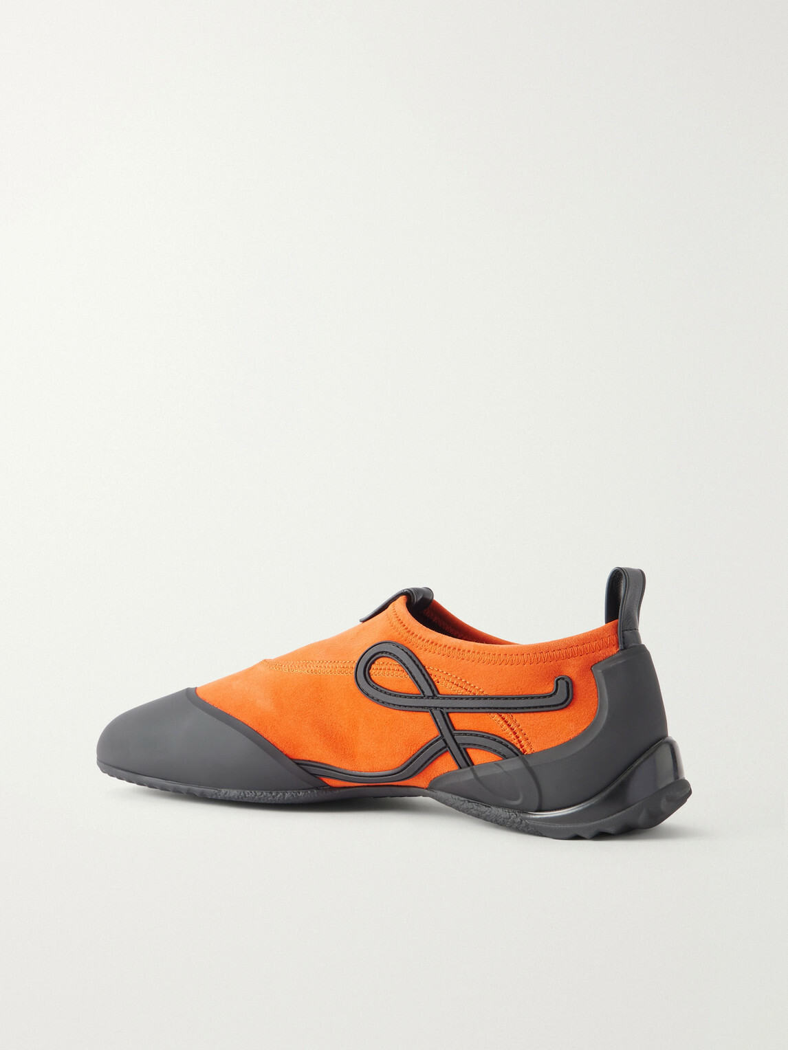 LOEWE - Grip Aqua Rubber-Trimmed Stretch Suede Sneakers - Orange