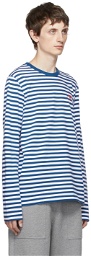 AMI Alexandre Mattiussi Blue & White Ami de Cœur Marinière Long Sleeve T-Shirt