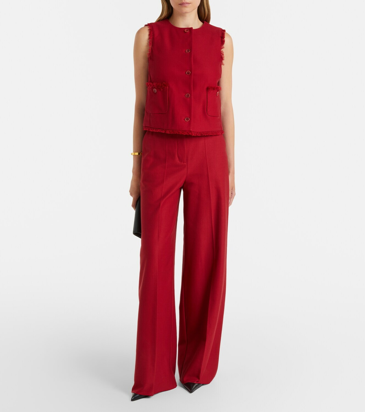 Max Mara Sumero fringed cotton gabardine vest