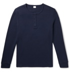 Onia - Miles Waffle-Knit Cotton-Blend Henley T-Shirt - Blue