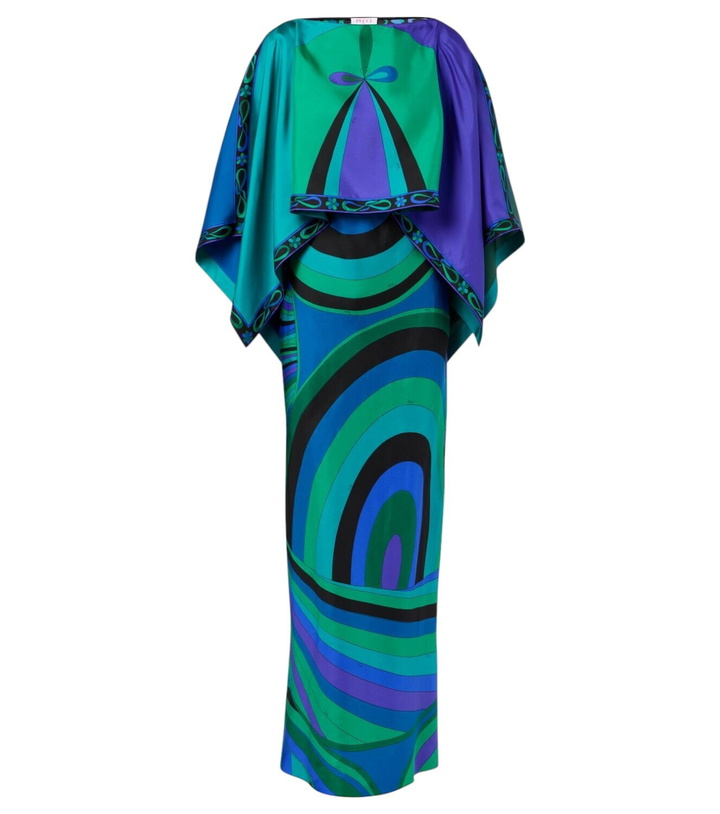 Photo: Pucci Iride printed cape-detail silk maxi dress