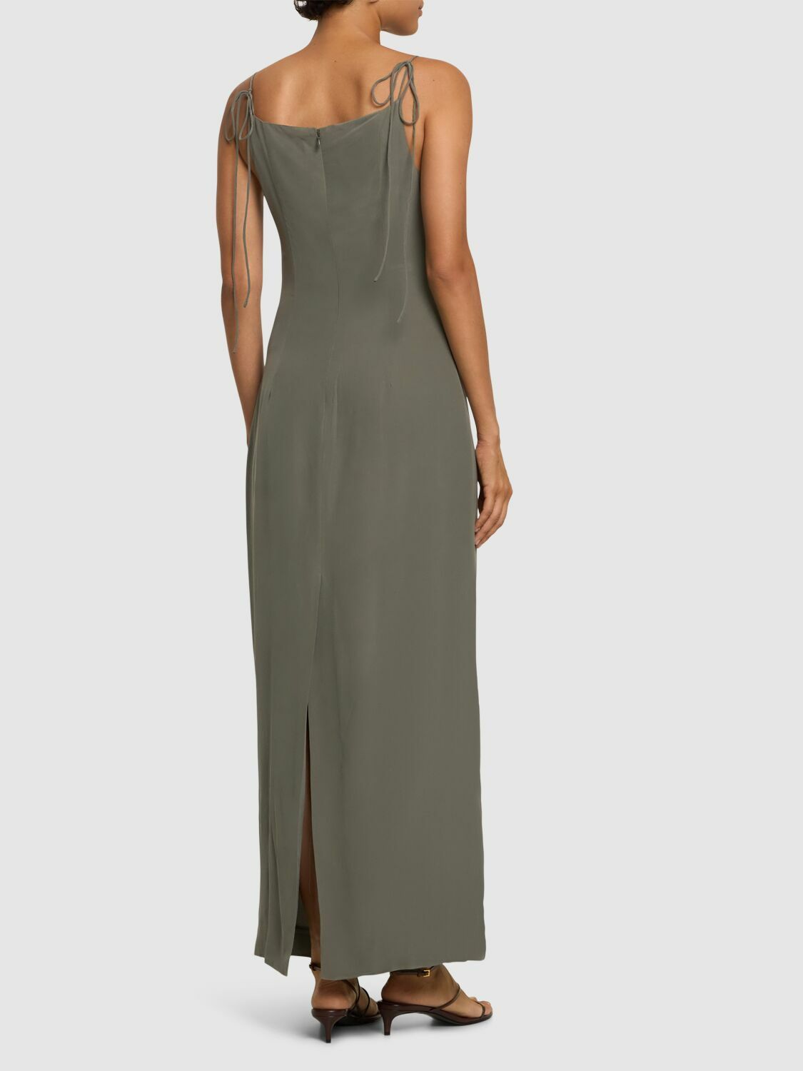 ST.AGNI Tuck Silk Crepe Long Dress St. Agni