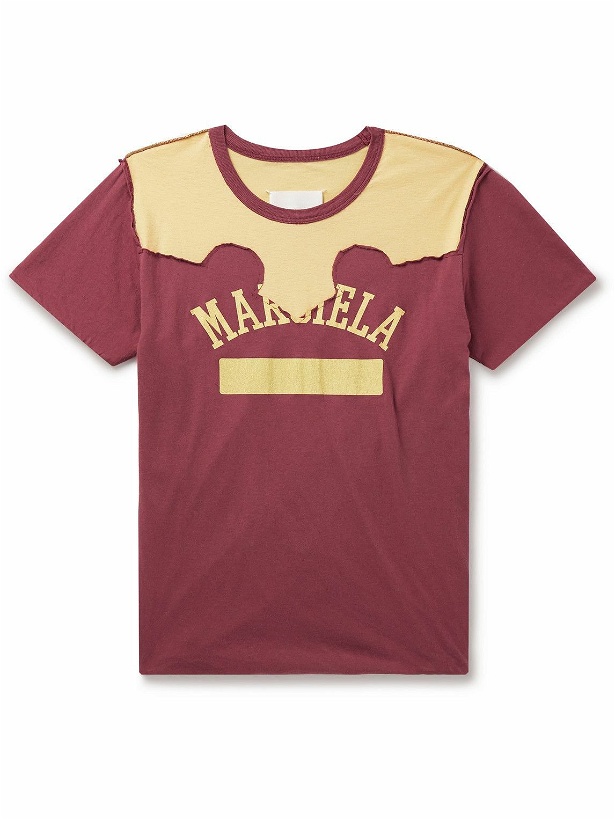 Photo: Maison Margiela - Logo-Print Cotton-Jersey T-Shirt - Burgundy
