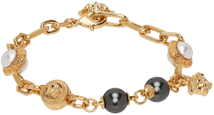 Photo: Versace Gold Medusa Faux Pearl Bracelet