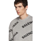 Balenciaga Grey and Black All Over Logo Crewneck Sweater