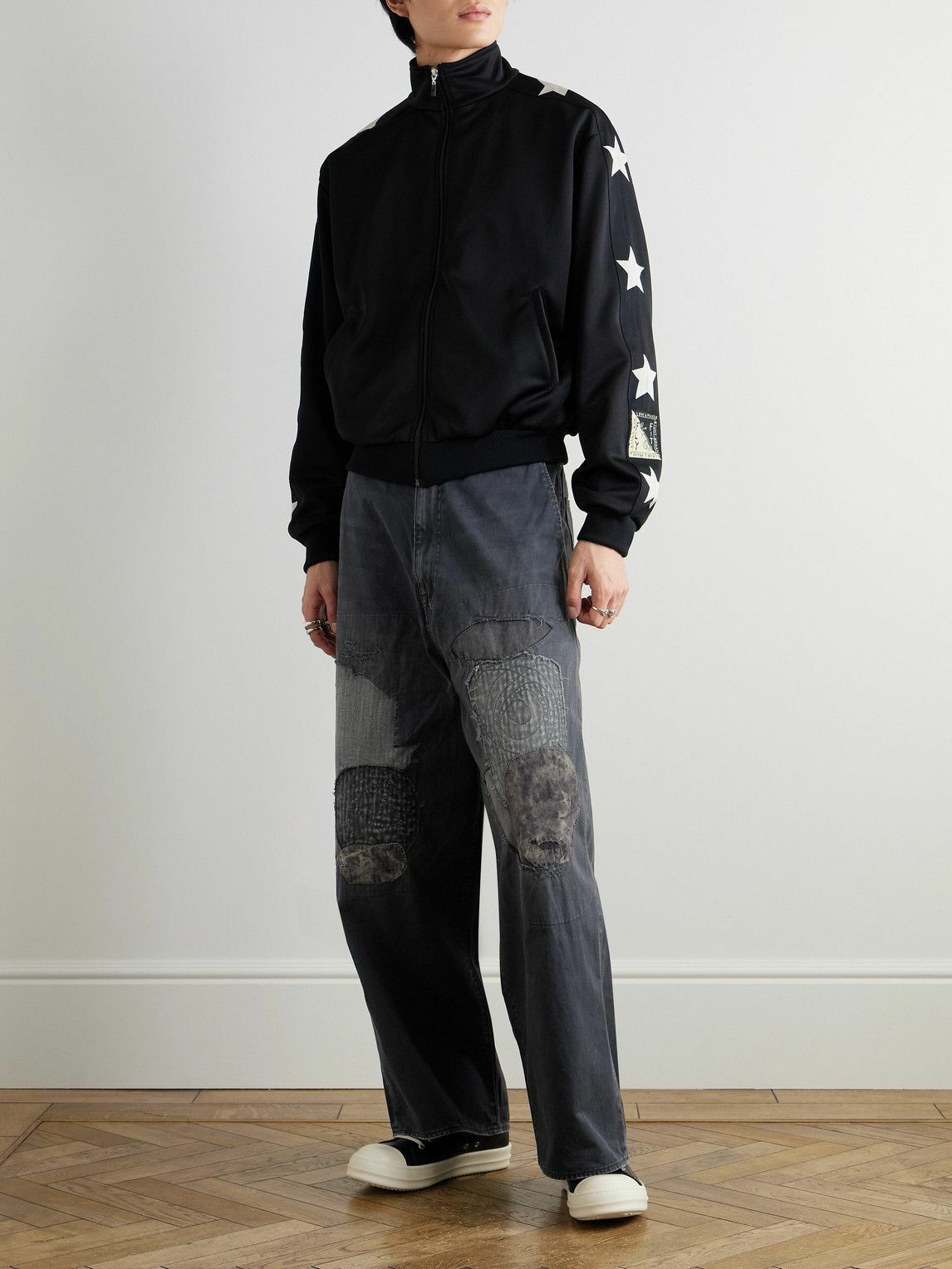 KAPITAL - Katsuragi Port Straight-Leg Patchwork Distressed Cotton