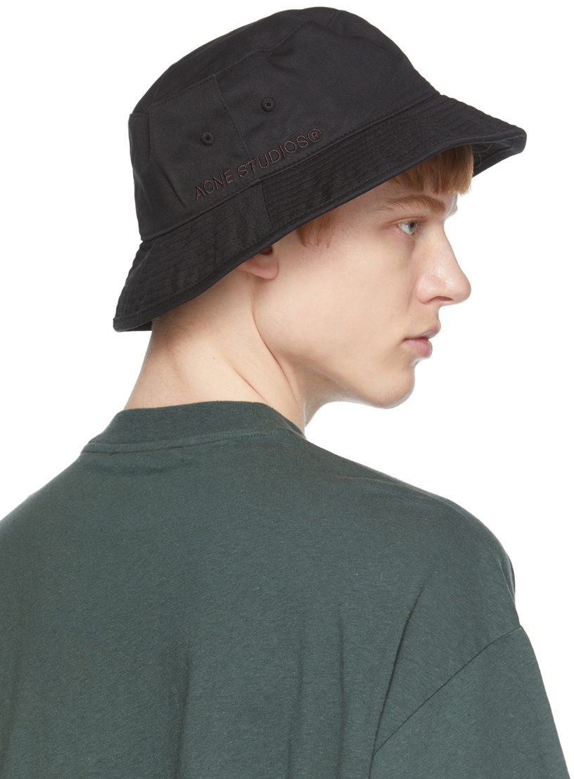 acne studios bucket hat black Acne Studios - Brimmo Logo-Embroidered Cotton-Twill Bucket  main image 3