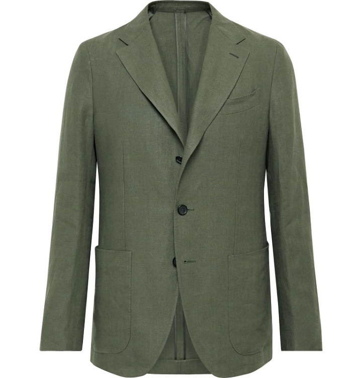 Photo: Caruso - Slim-Fit Linen Suit Jacket - Green