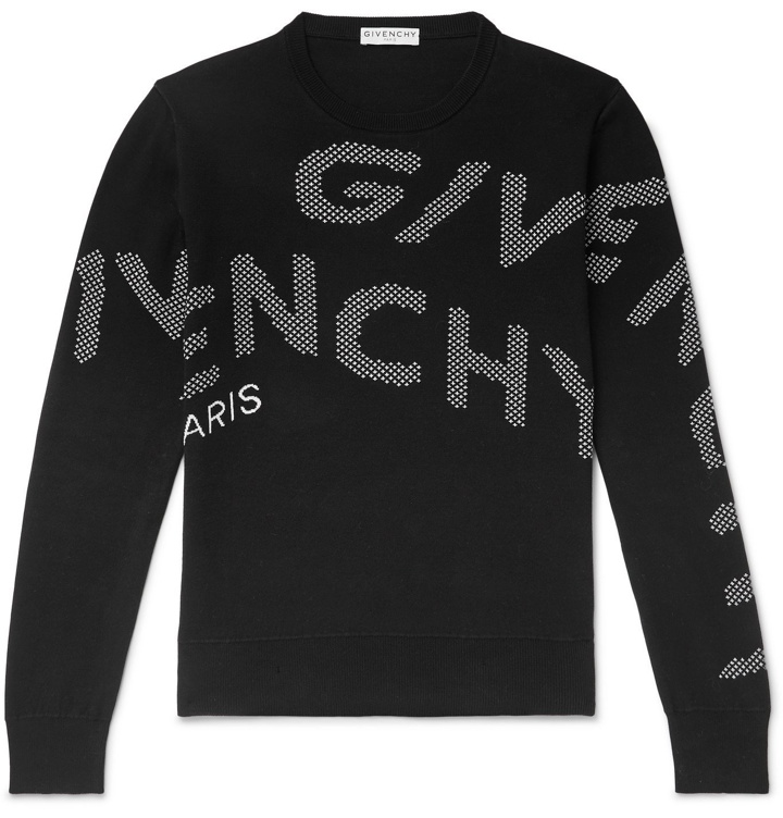 Photo: Givenchy - Logo-Intarsia Cotton Sweater - Black