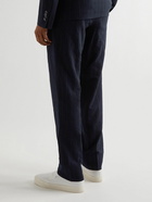 Giorgio Armani - Straight-Leg Pleated Pinstriped Virgin Wool-Blend Seersucker Suit Trousers - Blue