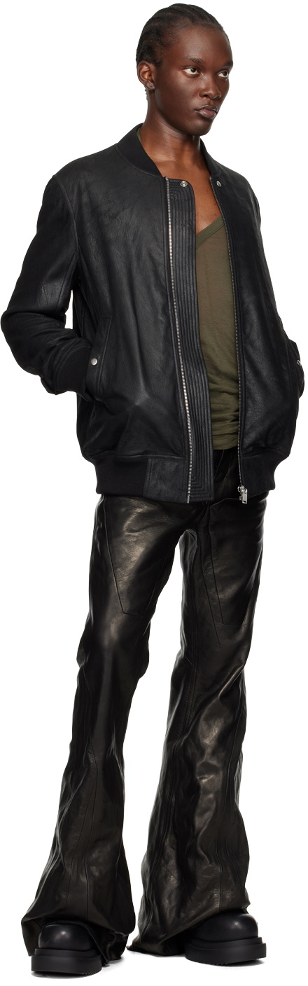 Rick Owens Black Porterville Classic Flight Leather Jacket Rick Owens