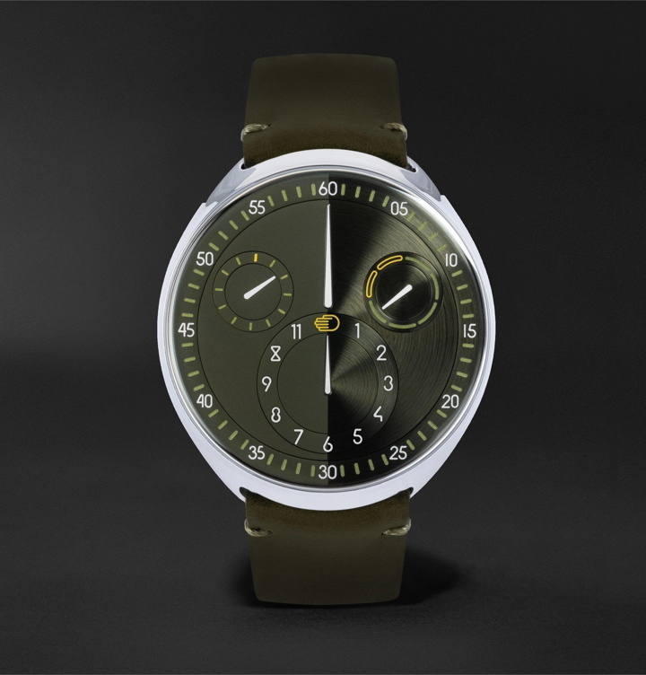 Photo: Ressence - Type 1 Slim X Limited Edition Automatic 41.5mm Grade 5 Titanium and Leather Watch - Green