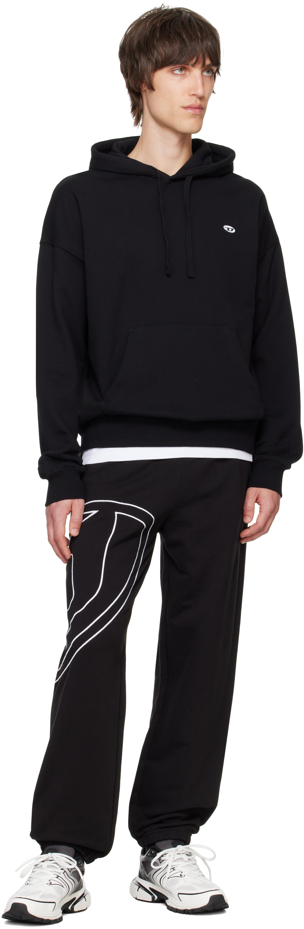 ◆DIESEL◆ P Marquis Megoval Sweatpants Black A099400GYCJ9XX P-MARKY-MEGOVAL Man: Sweatpants with maxi D logo | Diesel