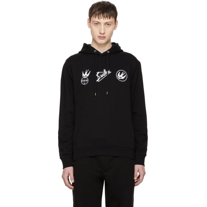 McQ Alexander McQueen Black Skater Swallow Badge Hoodie McQ Alexander ...