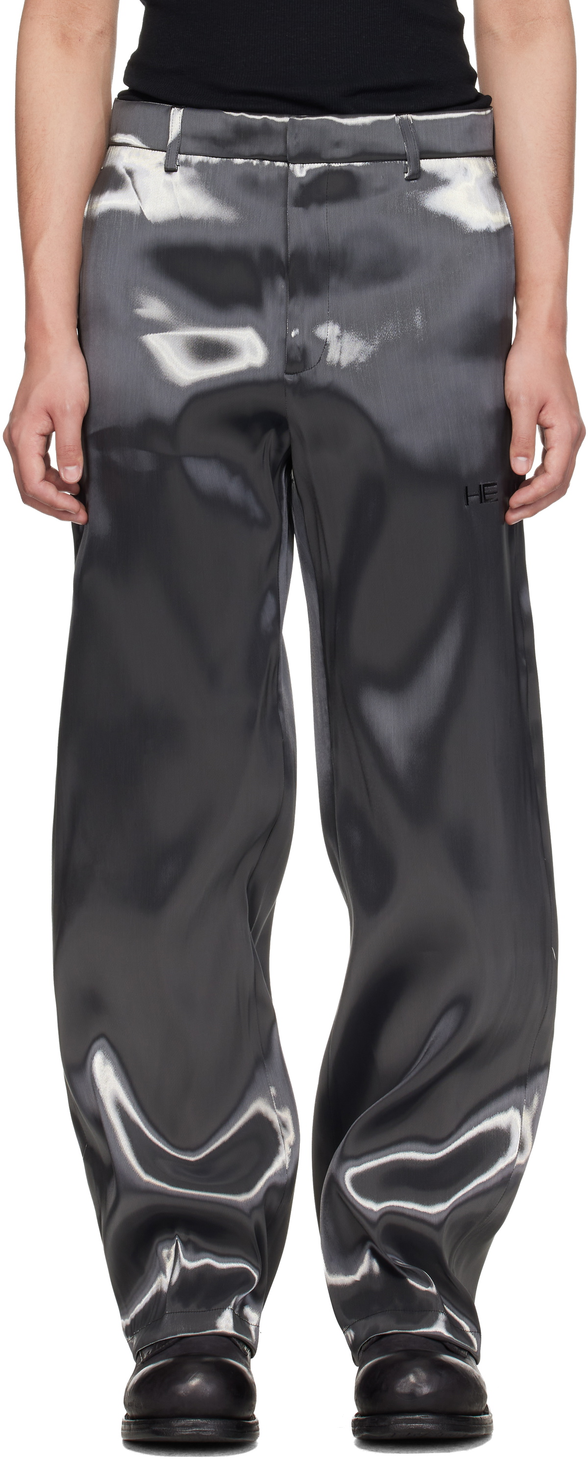 HELIOT EMIL Silver Liquid Metal Trousers