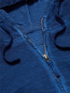 120% - Garment-Dyed Linen and Cotton-Blend Jersey Zip-Up Hoodie - Blue